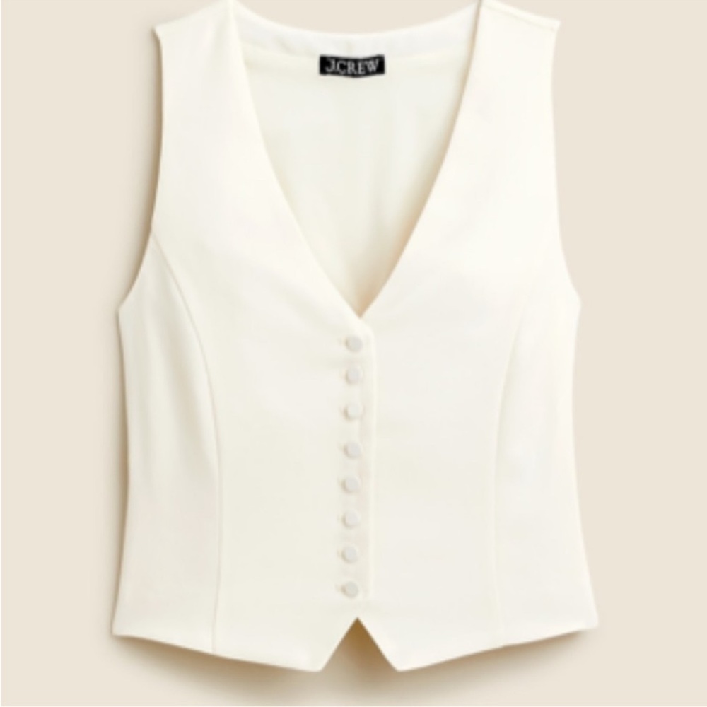 J. Crew Women's White Button-Down Vest Blouse
